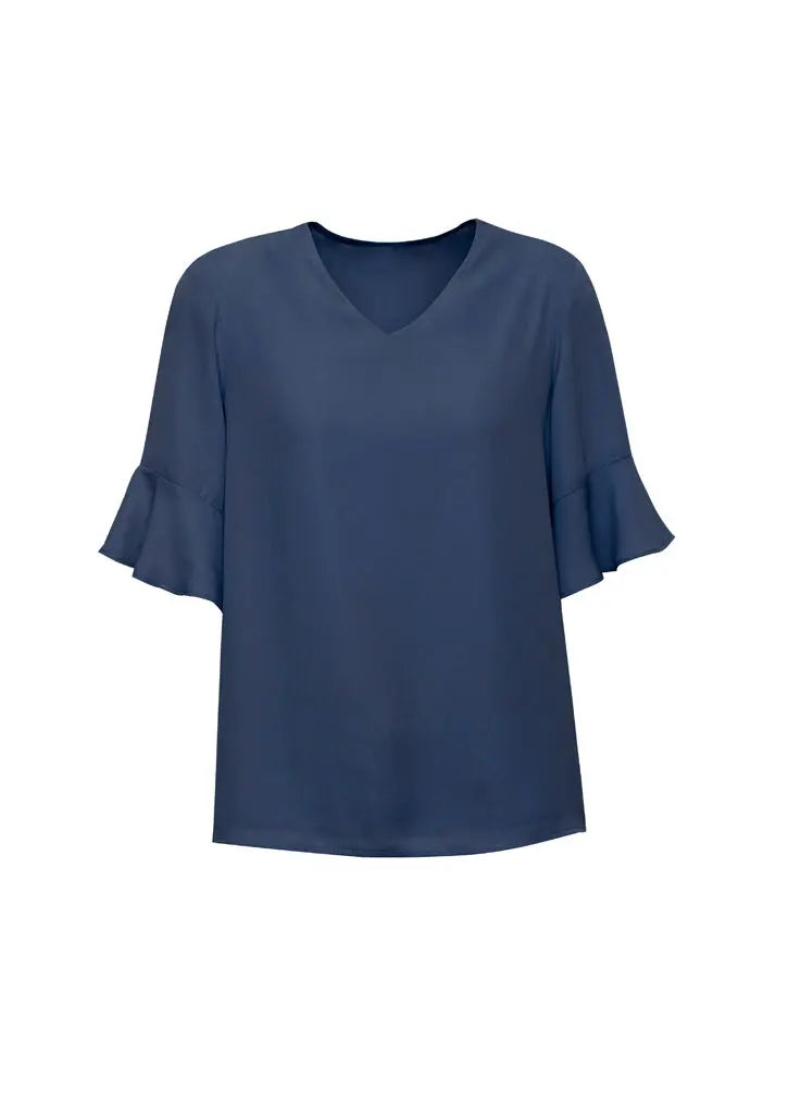 Biz Corporates Aria Fluted Sleeve Blouse RB966LS Simply Scrubs Australia